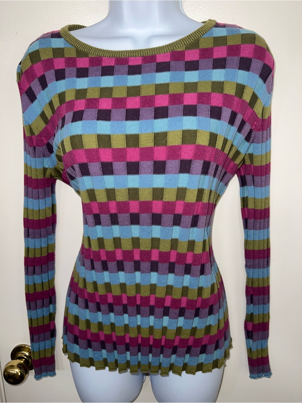 Multicolor Striped Ribbed Women’s Sweater - Picture 2 of 5